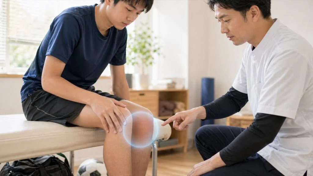 成長期やスポーツでの膝の痛みを相談しているイメージ